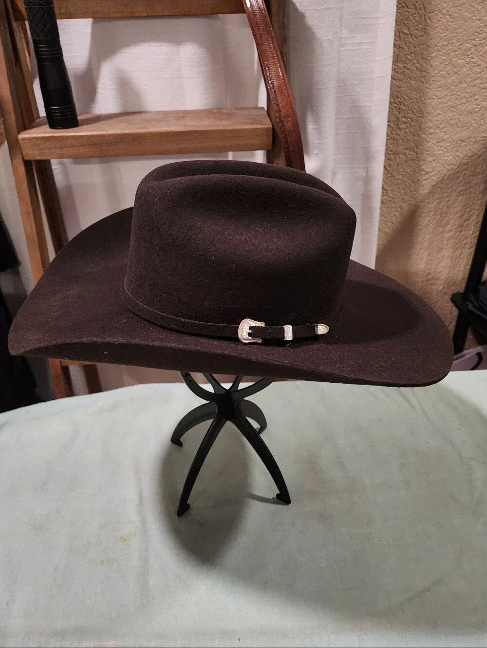 Men's Stallion Stetson XXX Dark Brown Felt Western Hat with Silver Buckle